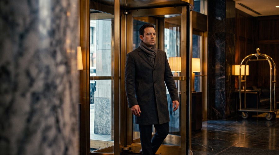 El hombre entra al hotel — Fotograma inicial